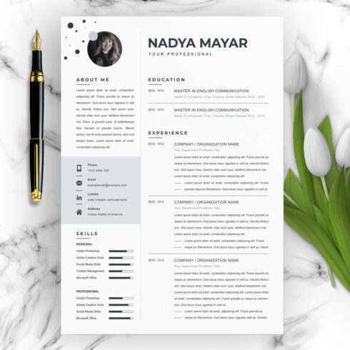 Clean and Elegant Resume Template for Creative Professionals in Design, Advertising, and Media Industries" cover image.