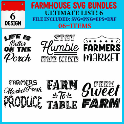 Farmhouse SVG T-shirt Design Bundle cover image.