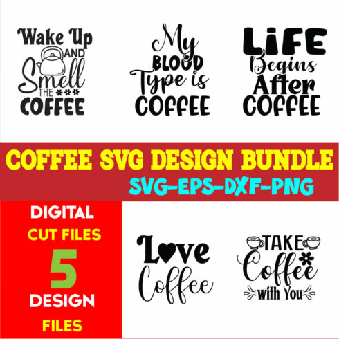 Coffee SVG T-shirt Design Bundle Volume-08 cover image.