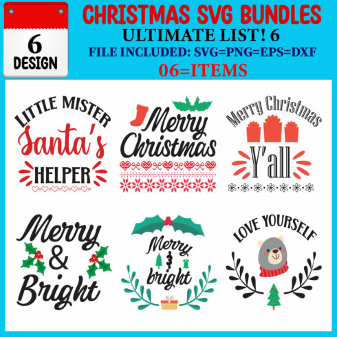 Christmas SVG T-shirt Design Bundle cover image.