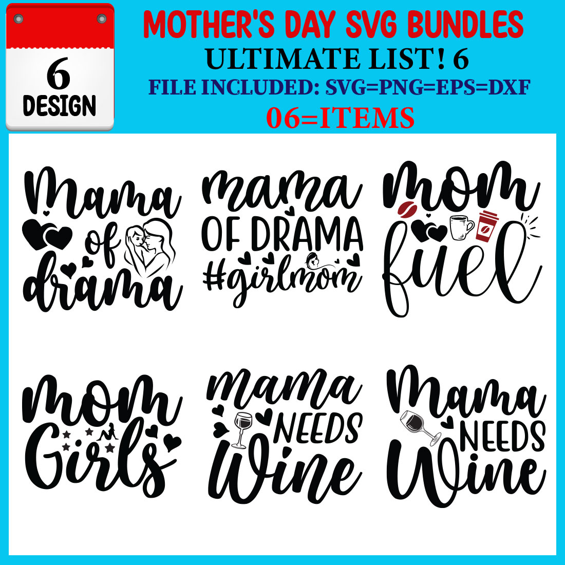 Mother's Day T-shirt Design Bundle cover image.