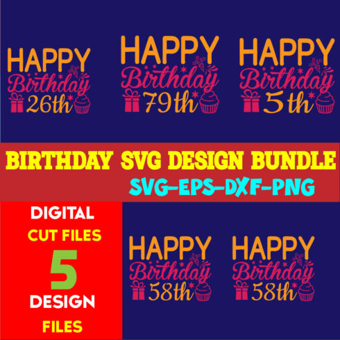 Birthday T-shirt Design Bundle Vol-04 cover image.