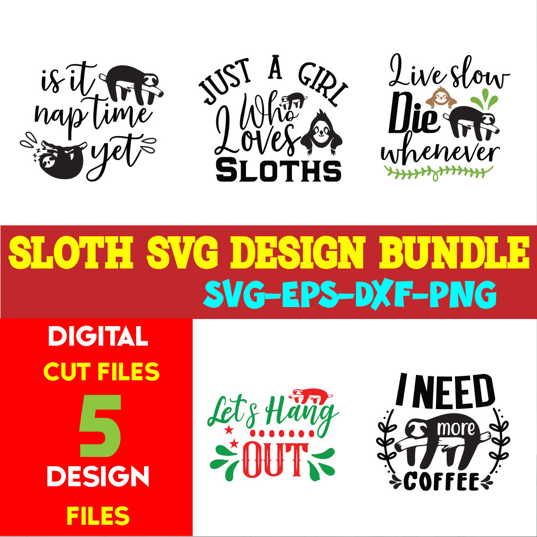 Sloth T-shirt Design Bundle Vol-07 cover image.