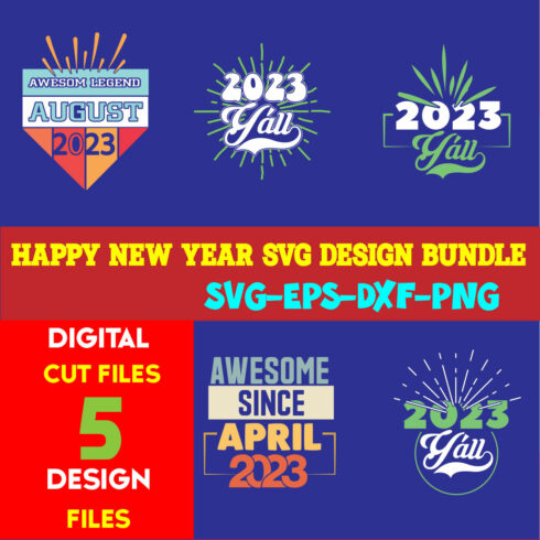 Happy New Year T-shirt Design Bundle Volume-01 cover image.