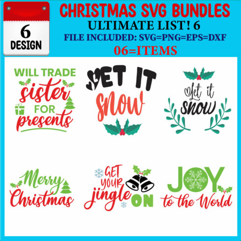 Christmas SVG T-shirt Design Bundle cover image.