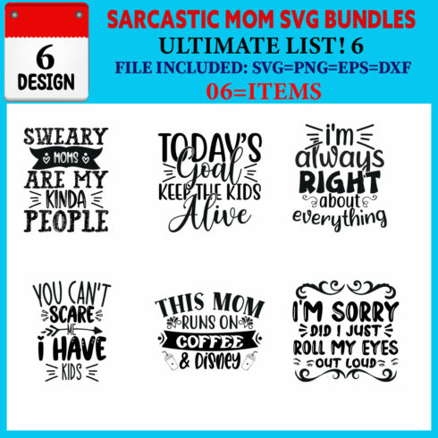 Sarcastic Mom T-shirt Design Bundle Vol-03 cover image.