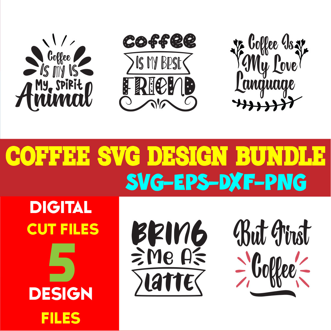 Coffee SVG T-shirt Design Bundle Volume-01 cover image.