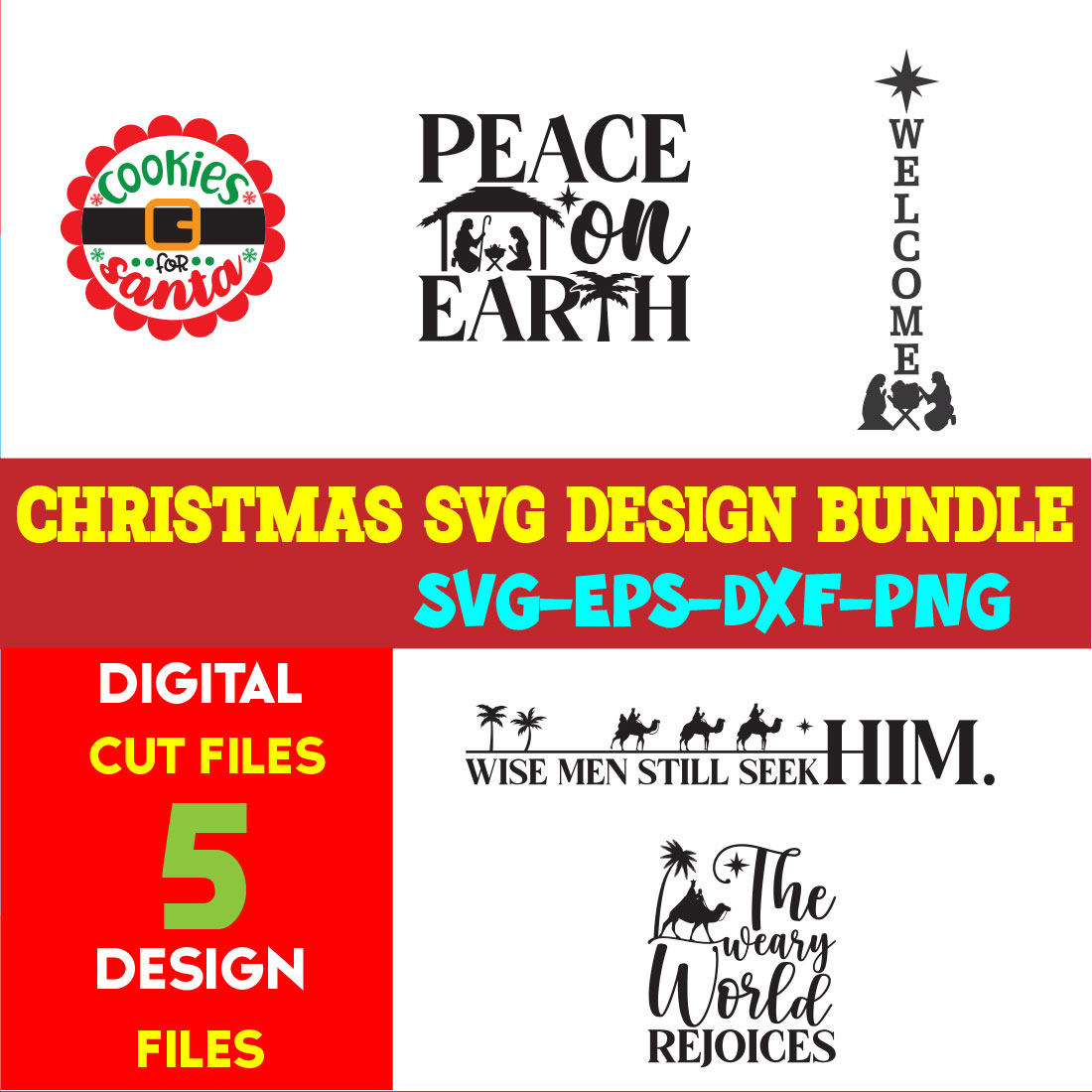 Christmas SVG T-shirt Design Bundle Volume-81 cover image.