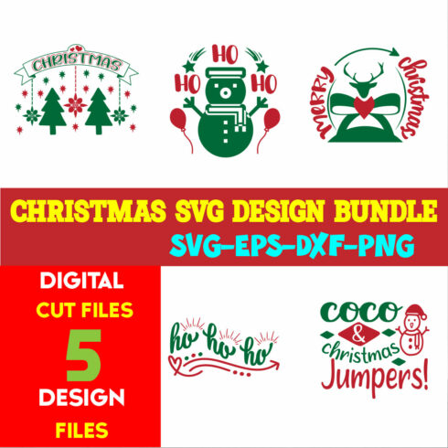 Christmas SVG T-shirt Design Bundle Volume-51 cover image.