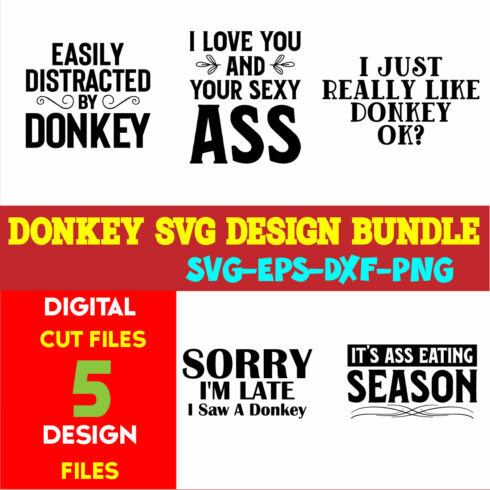 Donkey SVG T-shirt Design Bundle Volume-01 cover image.