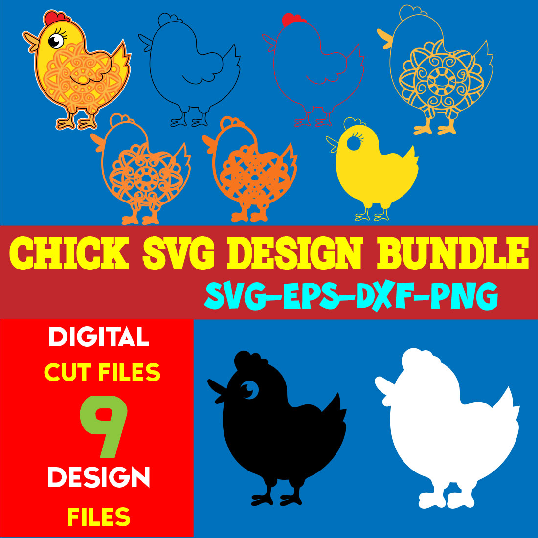 Chick SVG Design Bundle cover image.