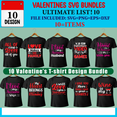 Valentines T-shirt Design Bundle cover image.