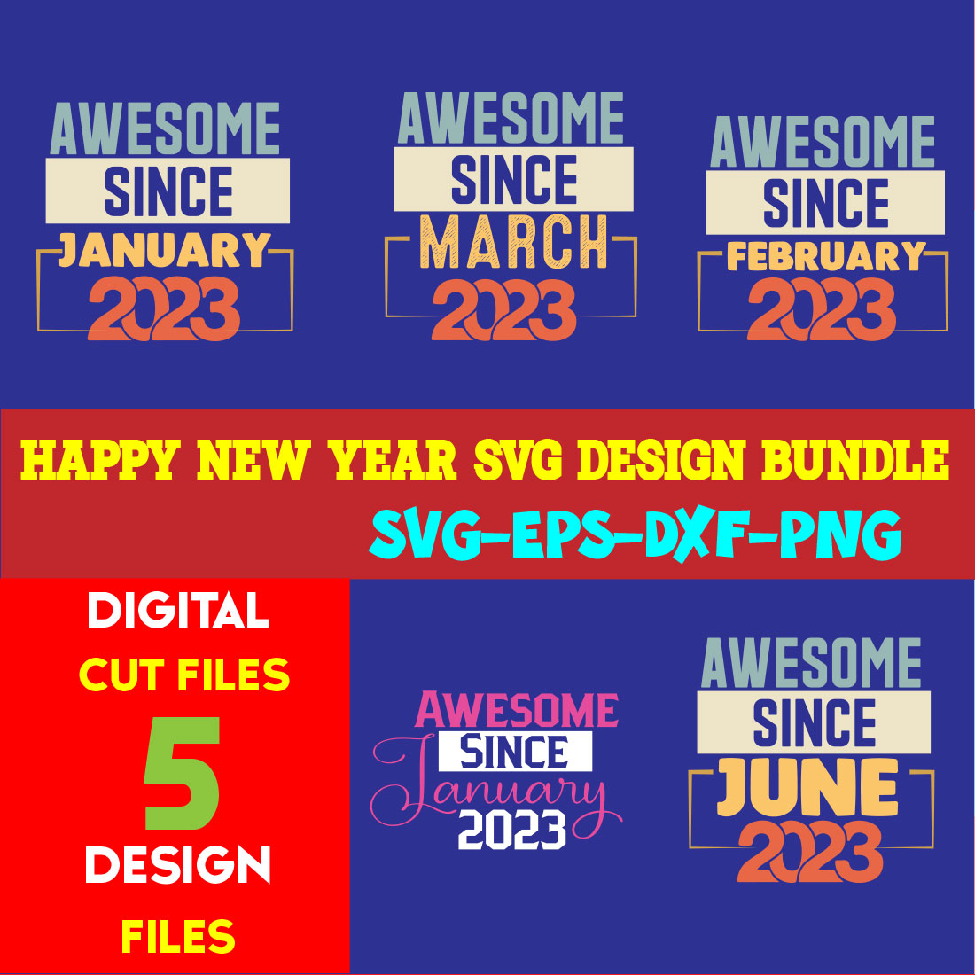 Happy New Year T-shirt Design Bundle Volume-02 cover image.