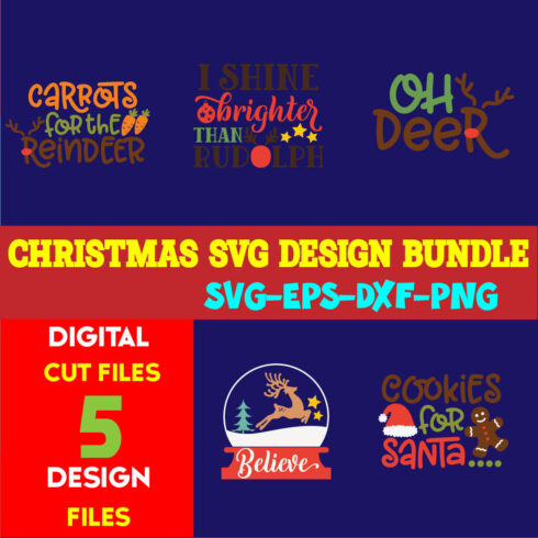 Christmas SVG T-shirt Design Bundle Volume-84 cover image.