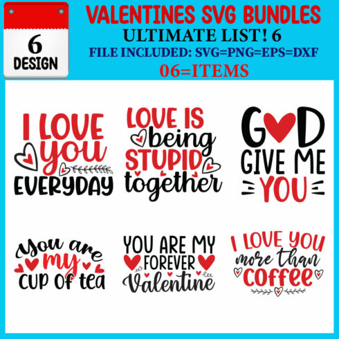 Valentines SVG T-shirt Design Bundle cover image.