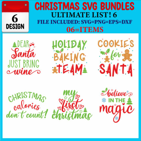 Christmas SVG T-shirt Design Bundle cover image.