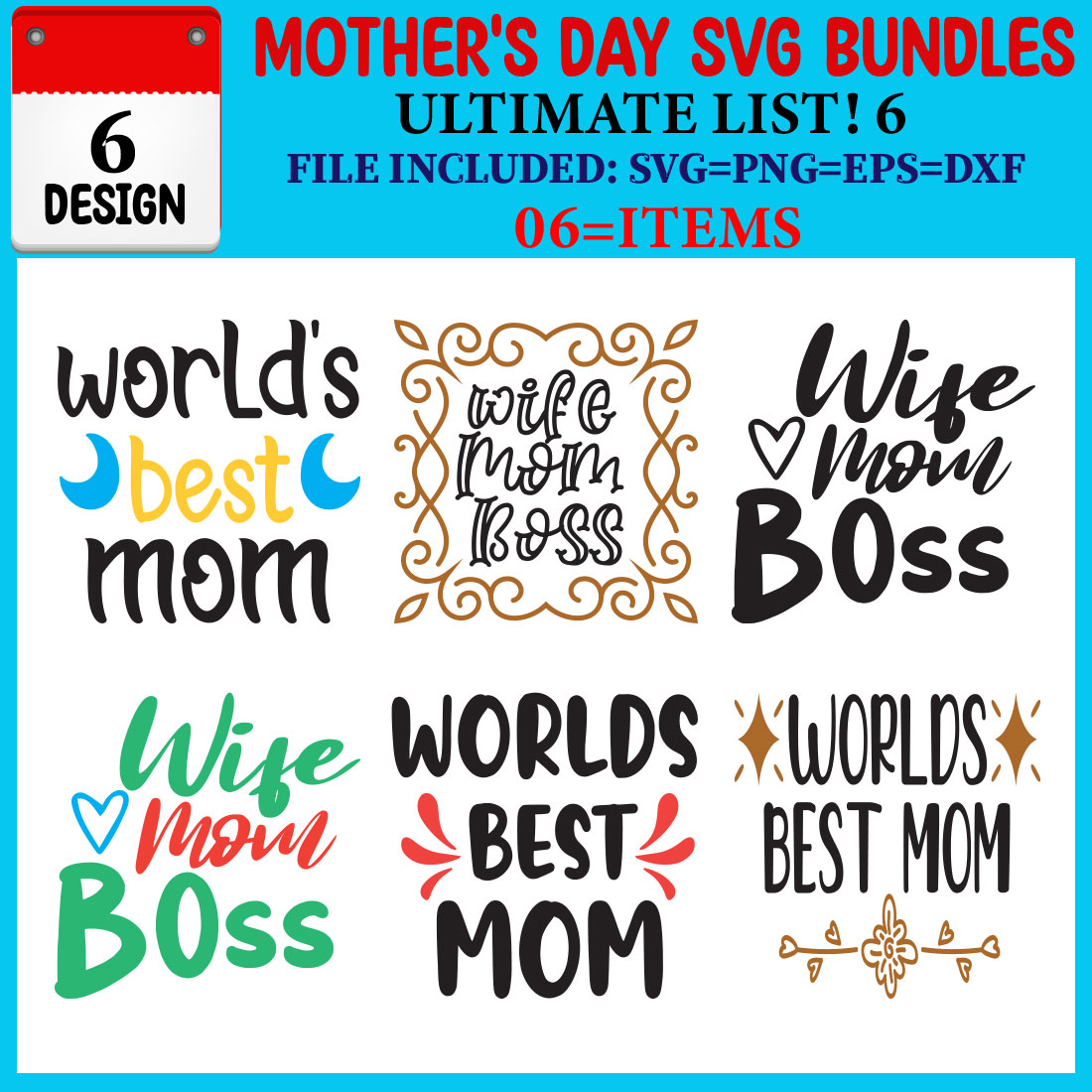 Mother's Day T-shirt Design Bundle cover image.