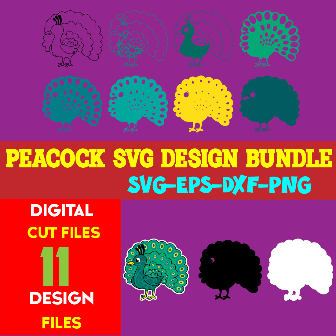 Peacock SVG Design Bundle cover image.