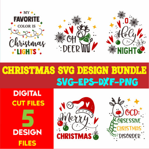 Christmas SVG T-shirt Design Bundle Volume-95 cover image.