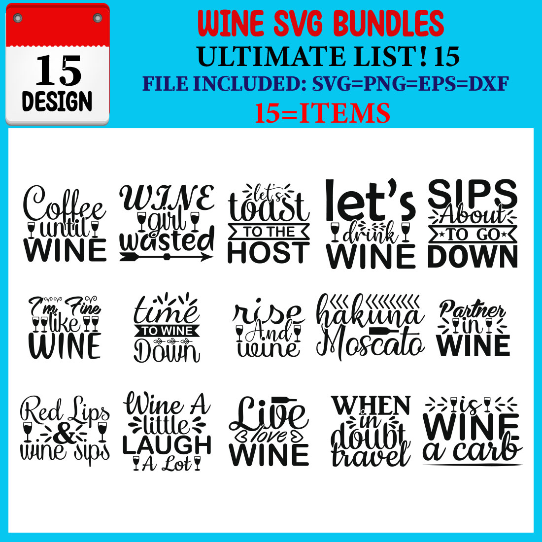 Wine T-shirt Design Bundle cover image.