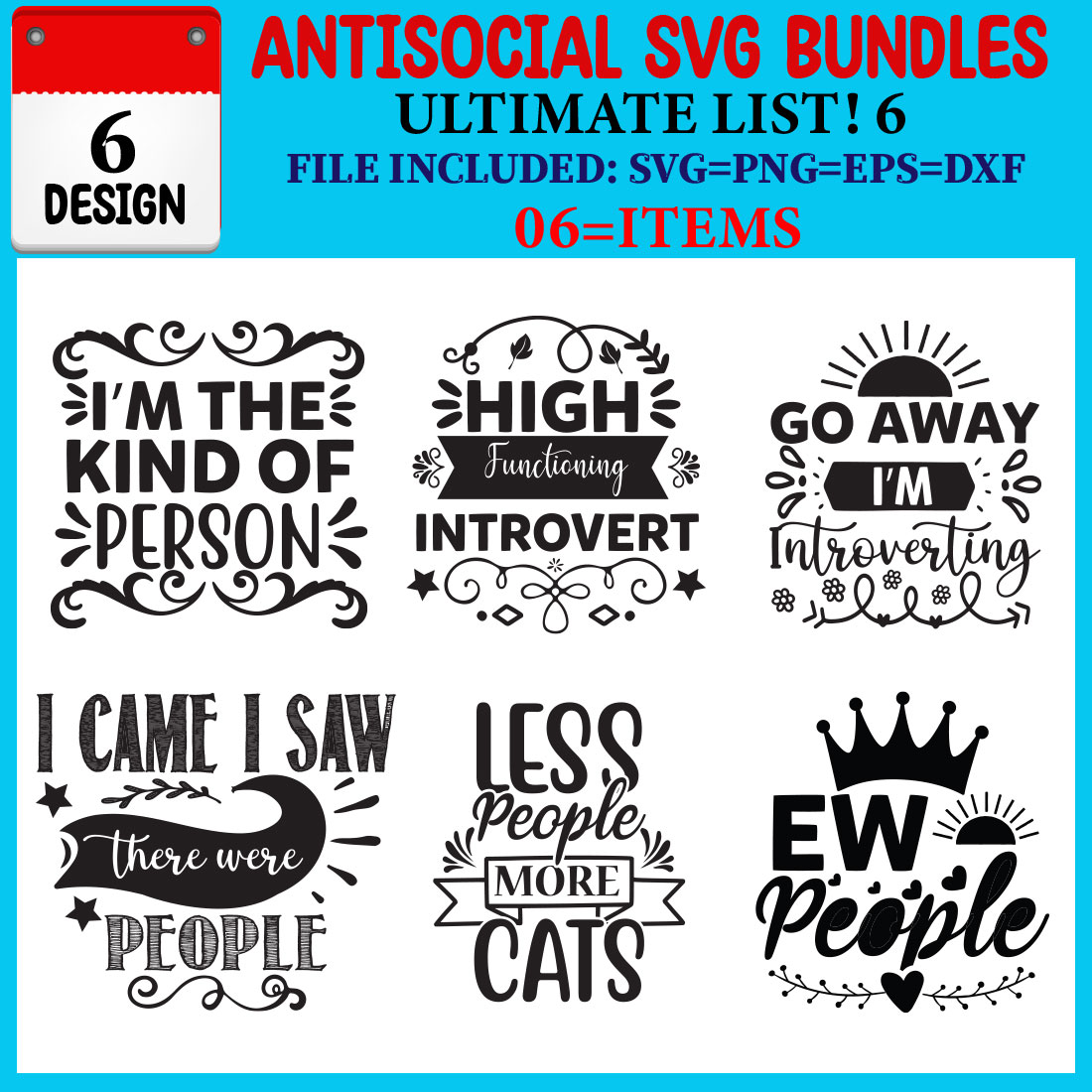 Antisocial SVG T-shirt Design Bundle cover image.