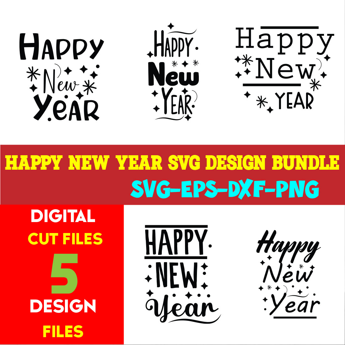 Happy New Year T-shirt Design Bundle Volume-06 cover image.