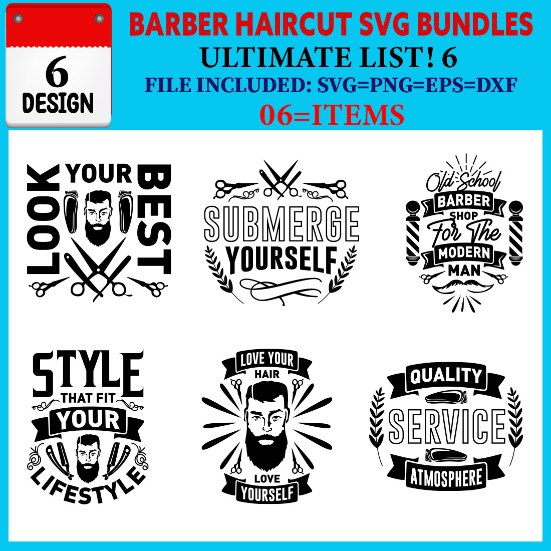 Barber Haircut T-shirt Design Bundle Vol-04 cover image.