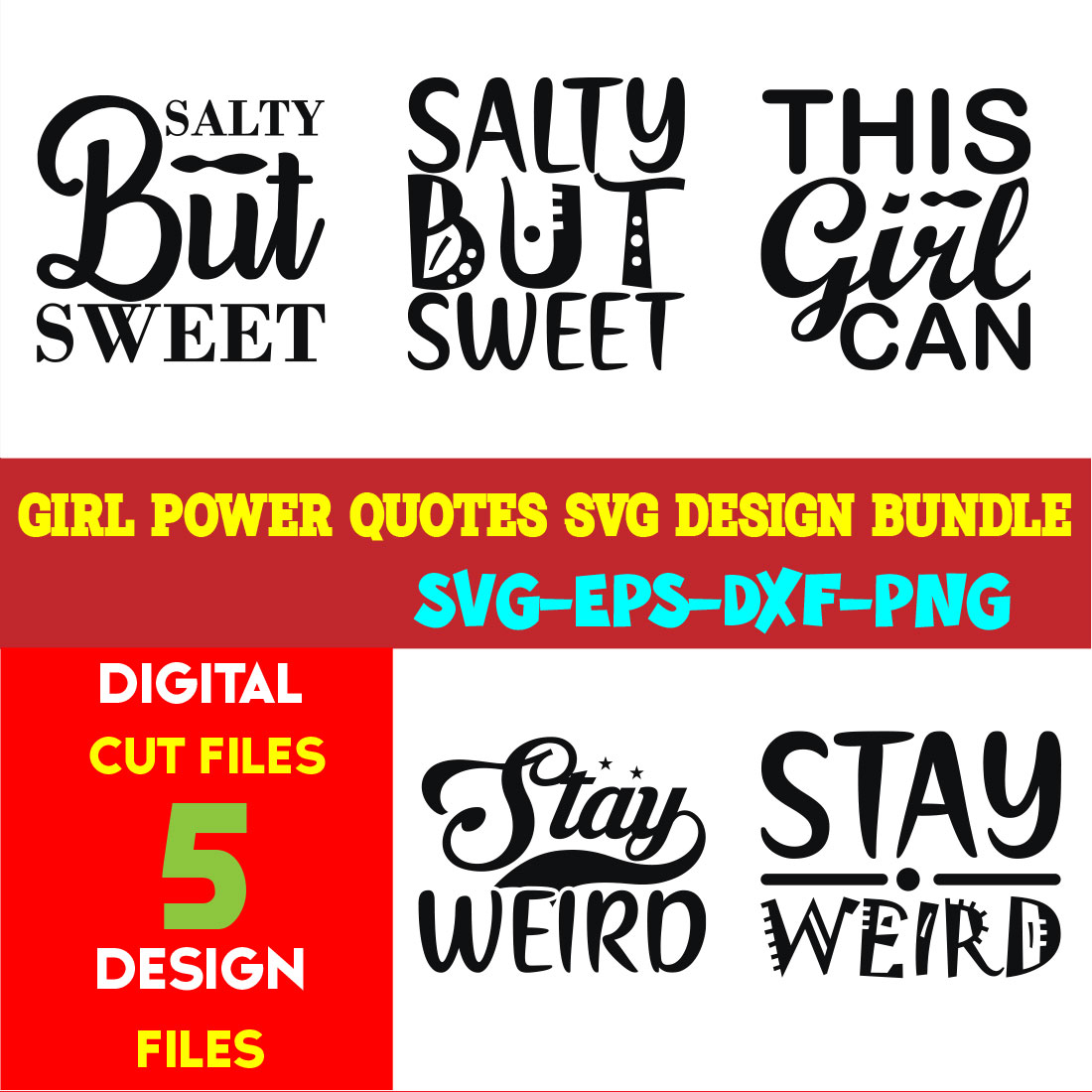 Girl Power Quotes T-shirt Design Bundle Vol-01 cover image.