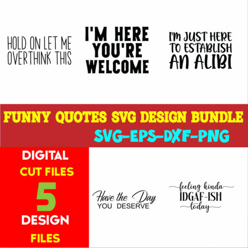 Funny Quotes T-shirt Design Bundle Volume-01 cover image.