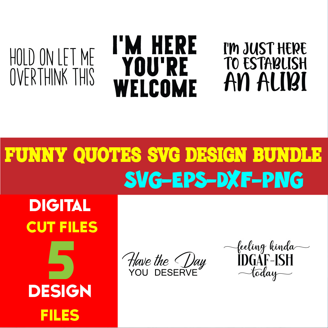 Funny Quotes T-shirt Design Bundle Volume-01 cover image.