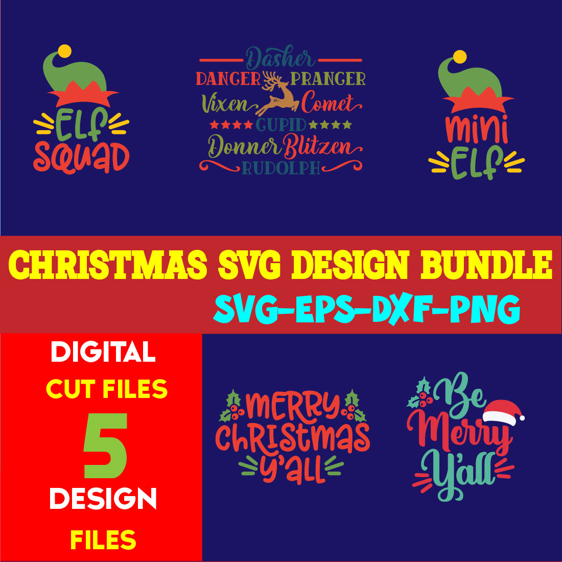 Christmas SVG T-shirt Design Bundle Volume-83 cover image.