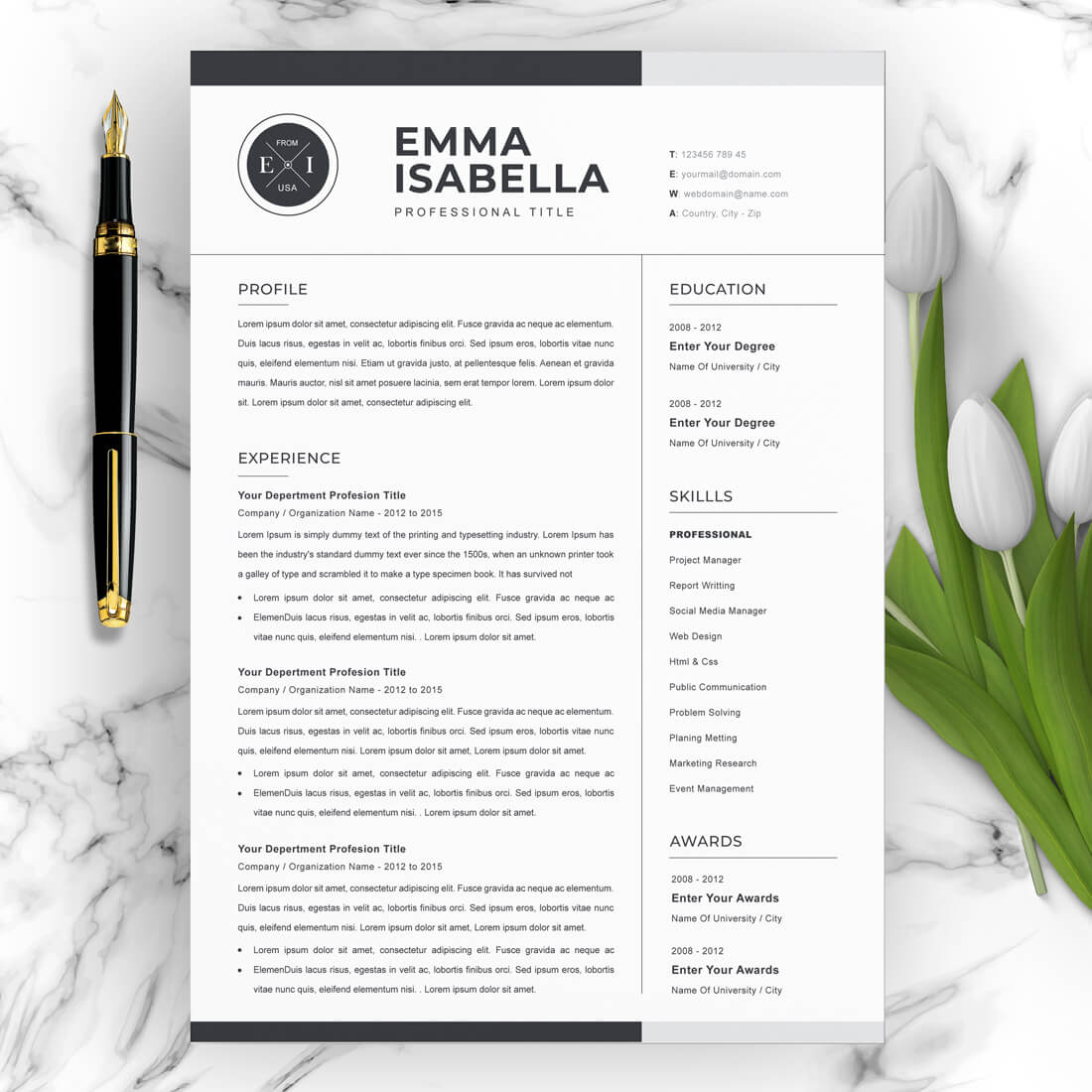 Clean Resume Template | CV Template | Word Format | Pages cover image.