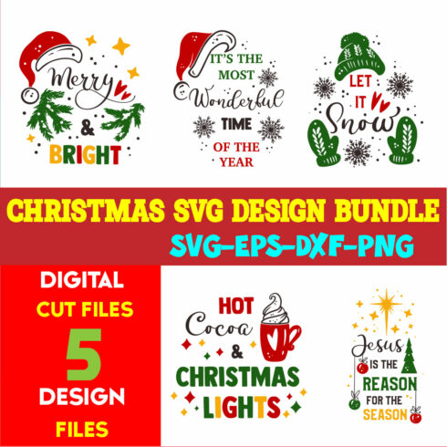 Christmas SVG T-shirt Design Bundle Volume-94 cover image.