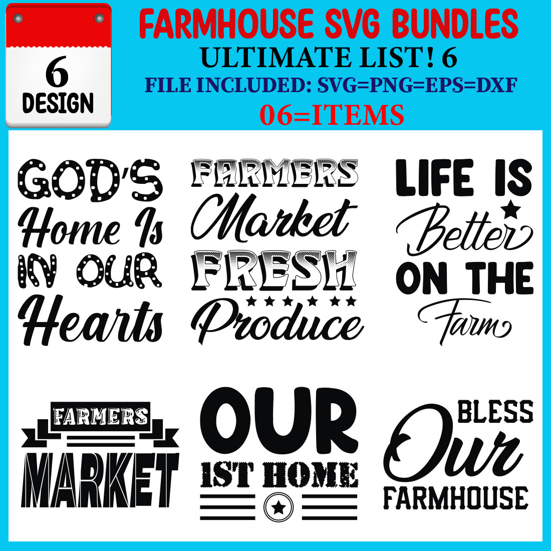 Farmhouse SVG T-shirt Design Bundle cover image.