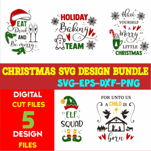 Christmas SVG T-shirt Design Bundle Volume-93 cover image.