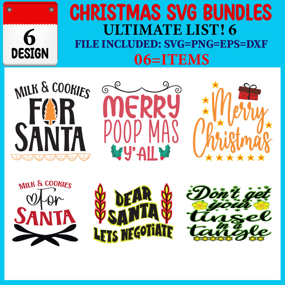 Christmas SVG T-shirt Design Bundle cover image.