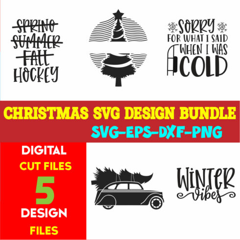 Christmas SVG T-shirt Design Bundle Volume-79 cover image.