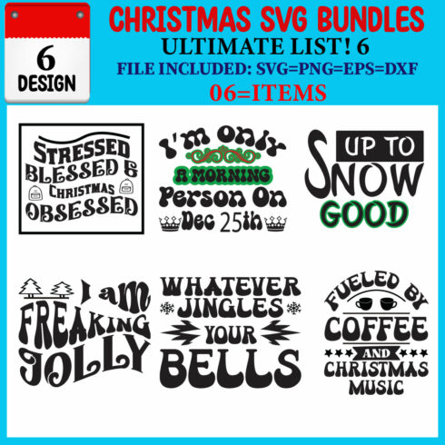 Christmas SVG T-shirt Design Bundle cover image.