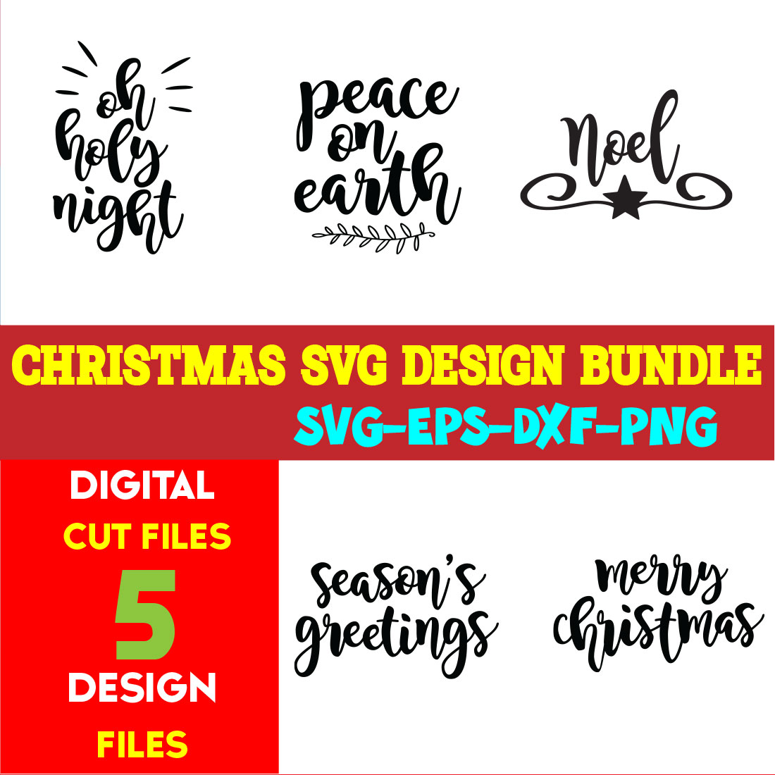 Christmas SVG T-shirt Design Bundle Volume-100 cover image.