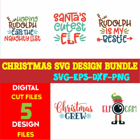 Christmas SVG T-shirt Design Bundle Volume-85 cover image.