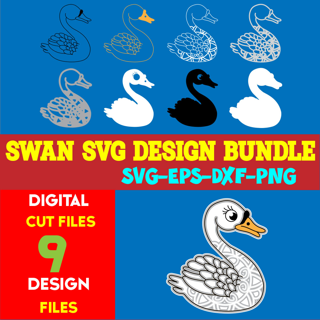 Swan SVG Design Bundle cover image.