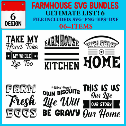 Farmhouse SVG T-shirt Design Bundle cover image.