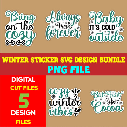 Winter Sticker T-shirt Design Bundle volume -01 cover image.