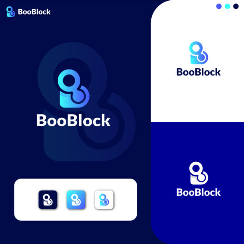 BooBlock logo design, letter "B", letter "O", technology logo cover image.