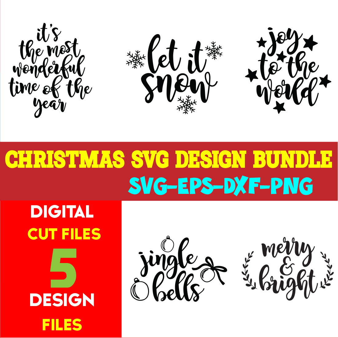 Christmas SVG T-shirt Design Bundle Volume-99 cover image.