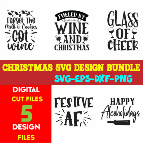 Christmas SVG T-shirt Design Bundle Volume-111 cover image.