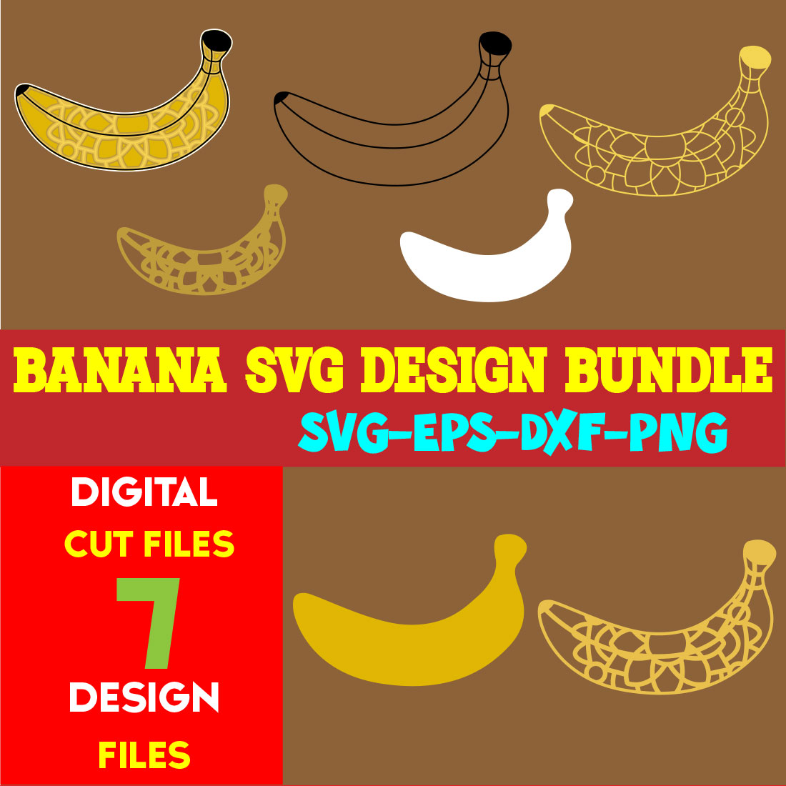 Banana SVG Design Bundle cover image.