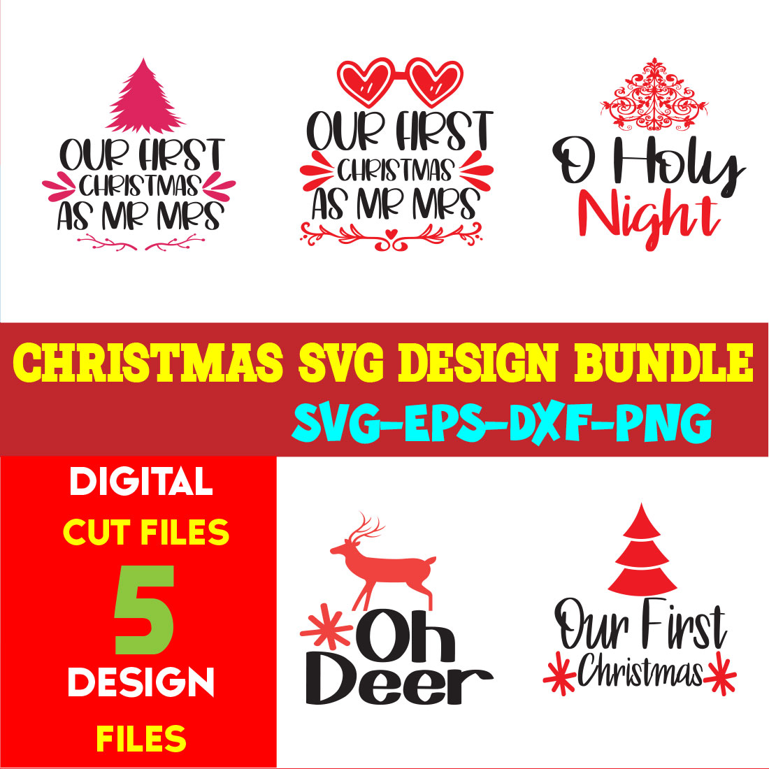 Christmas SVG T-shirt Design Bundle Volume-106 cover image.