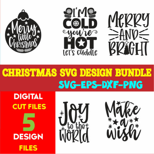 Christmas SVG T-shirt Design Bundle Volume-62 cover image.