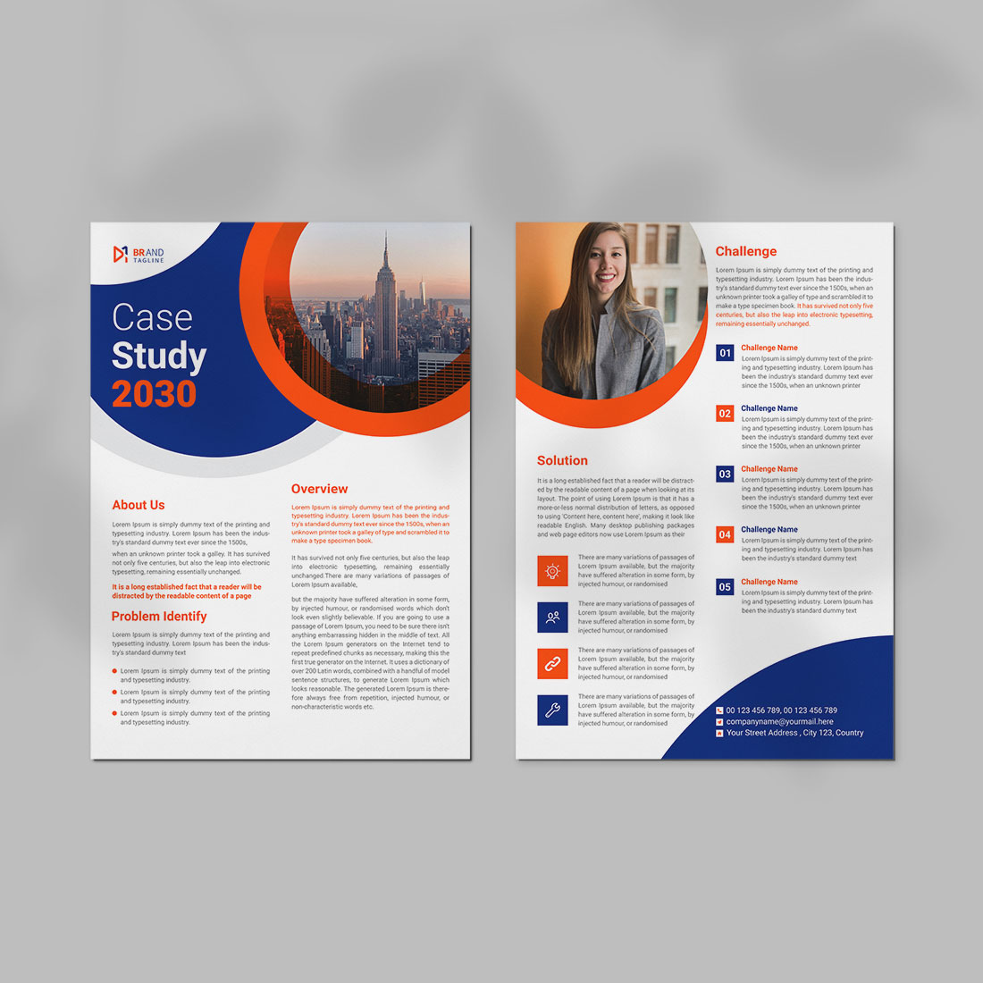 Corporate business case study flyer template cover image.